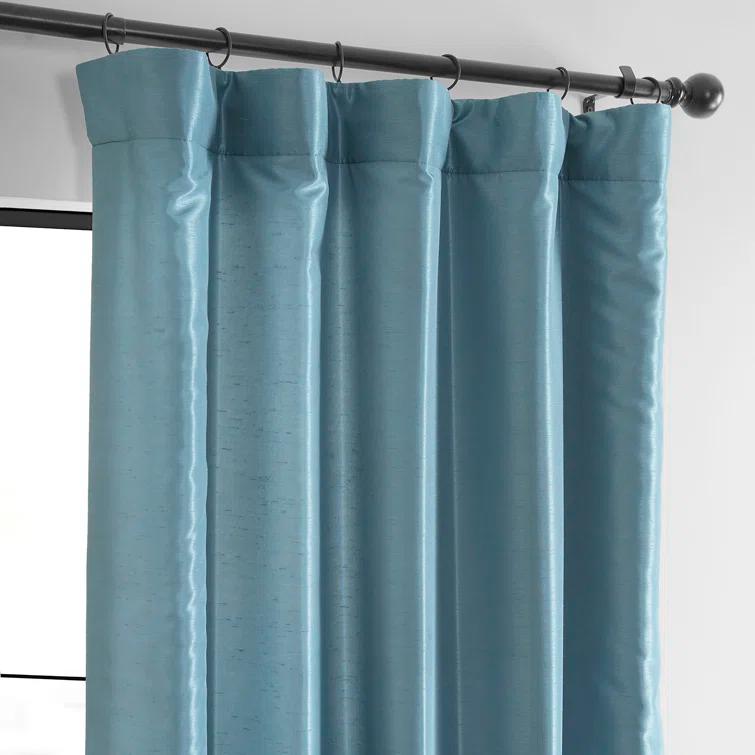 Rayne Vintage Textured Faux Dupioni Silk Room Darkening Curtains Window Single Curtain Panel