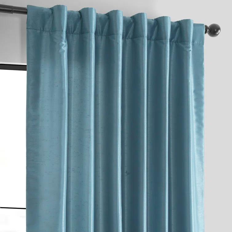 Rayne Vintage Textured Faux Dupioni Silk Room Darkening Curtains Window Single Curtain Panel