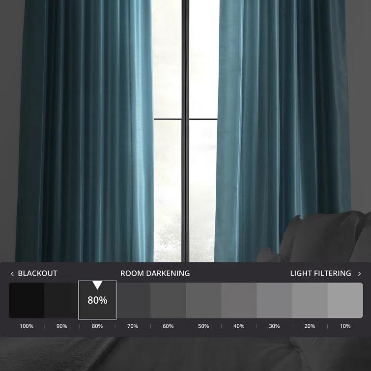 Rayne Vintage Textured Faux Dupioni Silk Room Darkening Curtains Window Single Curtain Panel