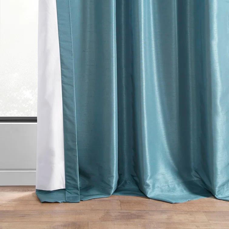 Rayne Vintage Textured Faux Dupioni Silk Room Darkening Curtains Window Single Curtain Panel