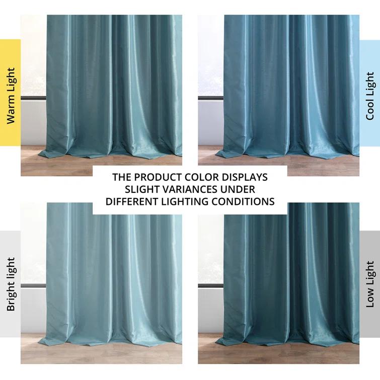 Rayne Vintage Textured Faux Dupioni Silk Room Darkening Curtains Window Single Curtain Panel