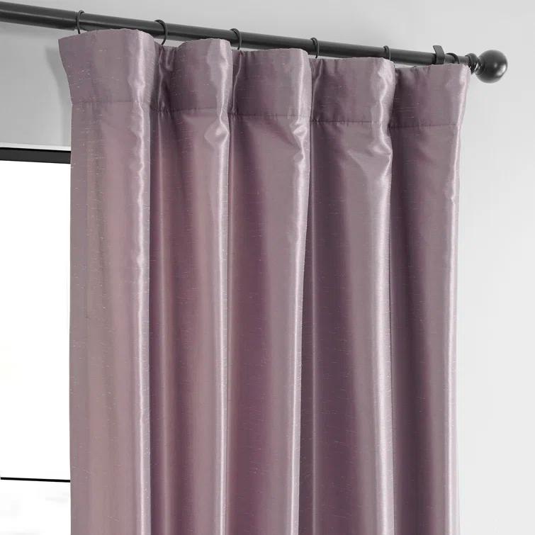 Rayne Vintage Textured Faux Dupioni Silk Room Darkening Curtains Window Single Curtain Panel