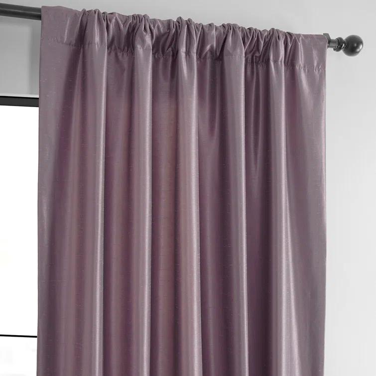 Rayne Vintage Textured Faux Dupioni Silk Room Darkening Curtains Window Single Curtain Panel