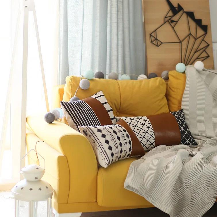 HomeRoots Faux Leather Throw Pillow Cover (Set of 4)