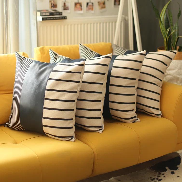 Faux Leather Throw Pillow Cover (Set of 4)