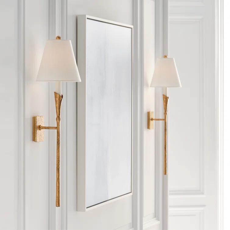 Aiden Large Tail Nickel Sconce, Dimmable Direct Wired, 32 in