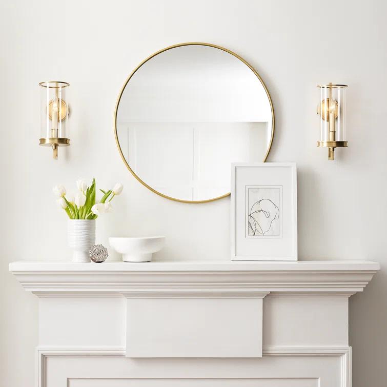 Antique Brass and Clear Glass Hurricane Wall Sconce