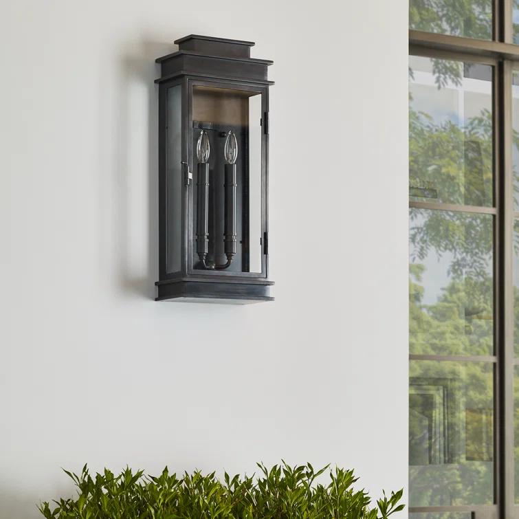 Antique Brass Lantern Style Dimmable Wall Sconce