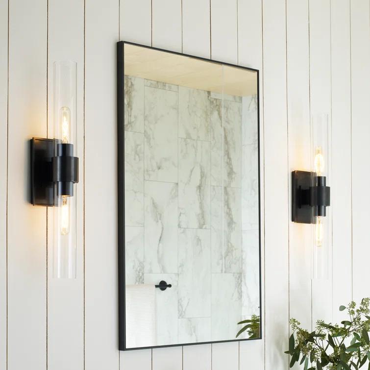 Bronze Dimmable Vanity Sconce with Glass Shade
