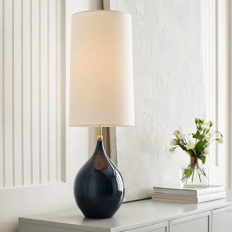 Loren Large Ceramic Table Lamp in Mixed Blue and Brown