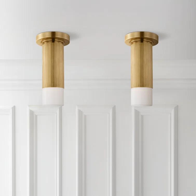 Hand-Rubbed Antique Brass LED Glass Flush Mount