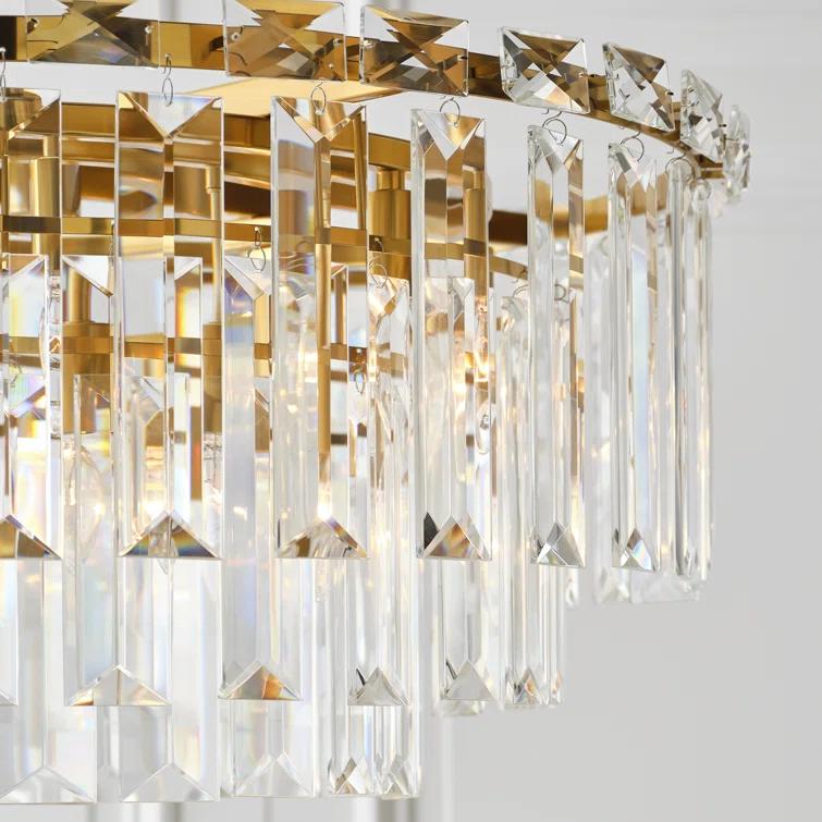 Elegant Burnished Brass and Crystal 16-Light Chandelier