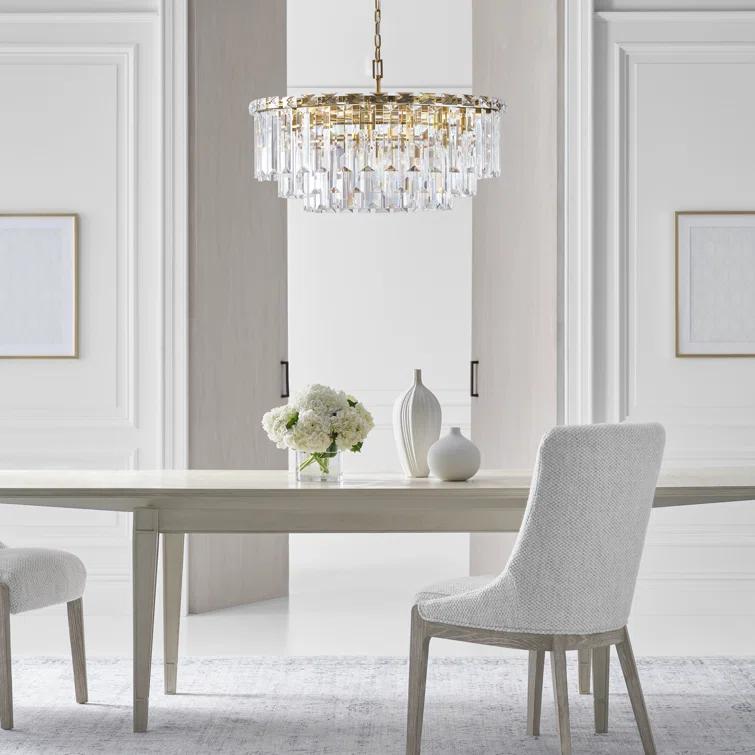 Elegant Burnished Brass and Crystal 16-Light Chandelier