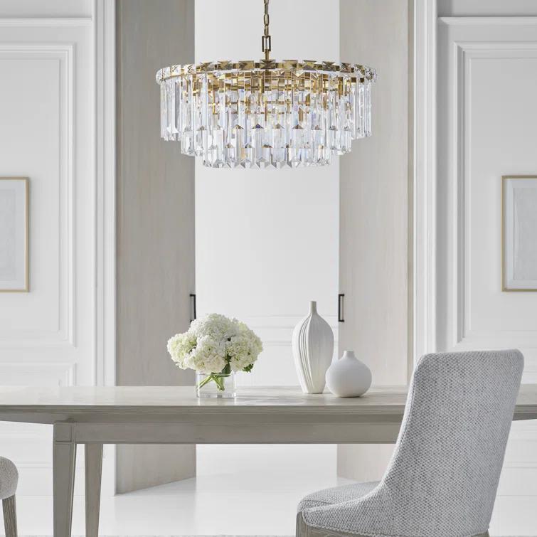 Elegant Burnished Brass and Crystal 16-Light Chandelier