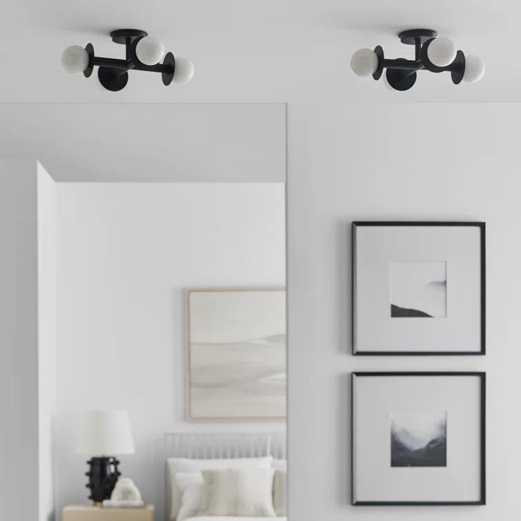 Nodes Semi-Flush Mount Light by Kelly Wearstler - Black / 18"Dia