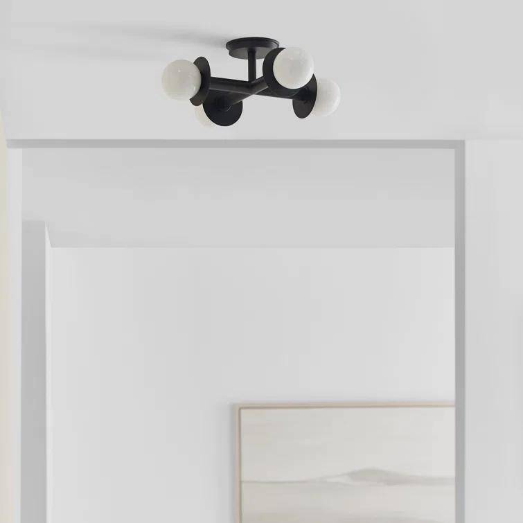 Nodes Semi-Flush Mount Light by Kelly Wearstler - Black / 18"Dia