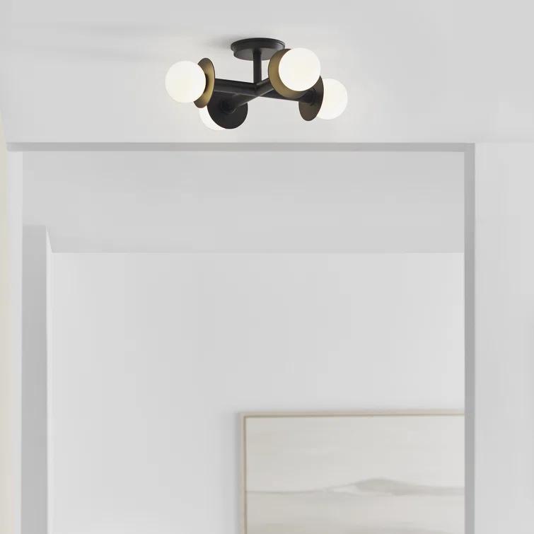 Nodes Semi-Flush Mount Light by Kelly Wearstler - Black / 18"Dia