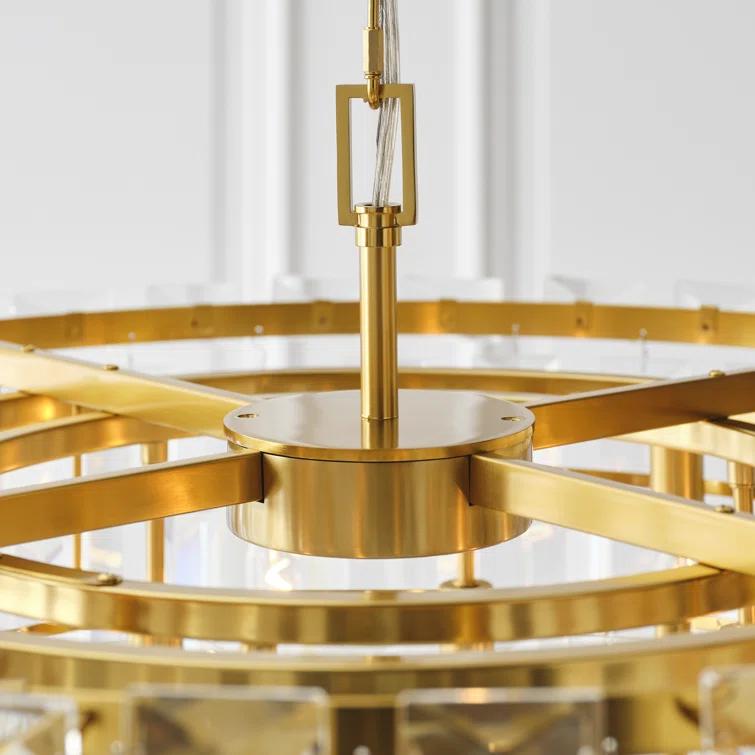 Elegant Burnished Brass and Crystal 16-Light Chandelier