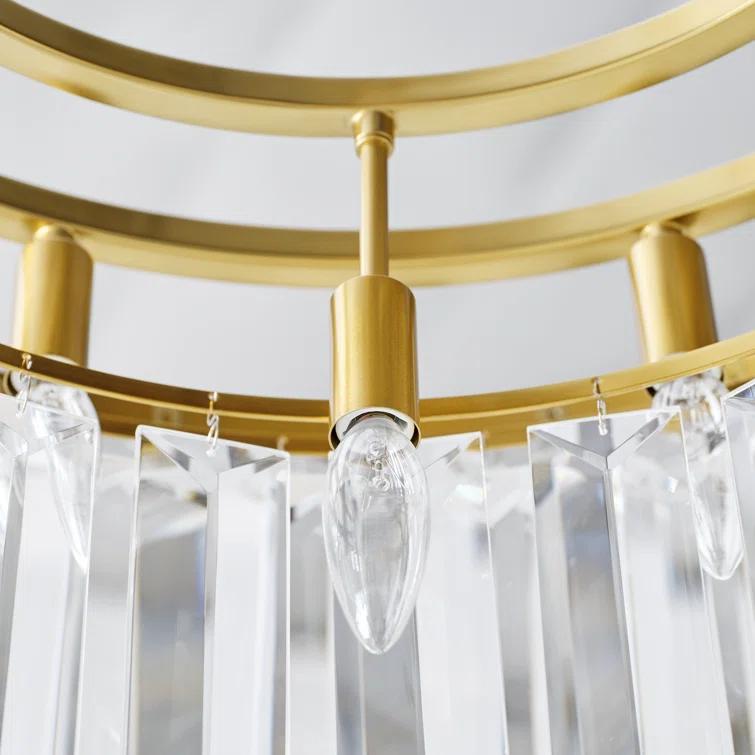 Elegant Burnished Brass and Crystal 16-Light Chandelier