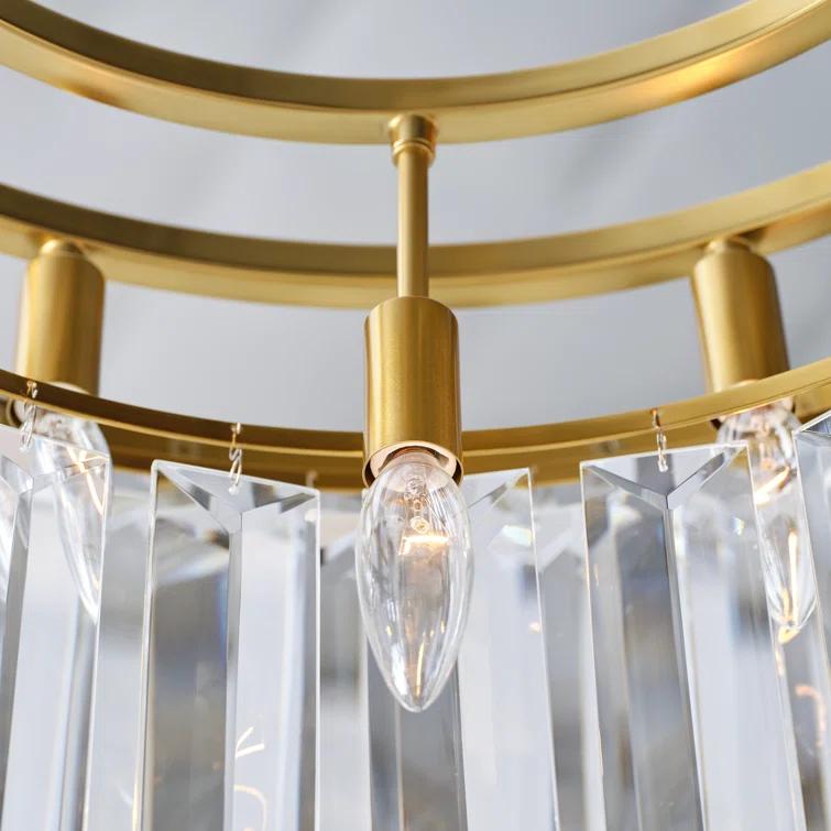 Elegant Burnished Brass and Crystal 16-Light Chandelier
