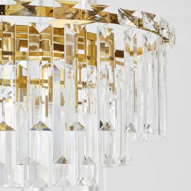 Elegant Burnished Brass and Crystal 16-Light Chandelier