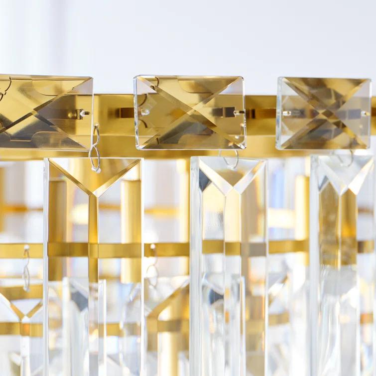 Elegant Burnished Brass and Crystal 16-Light Chandelier