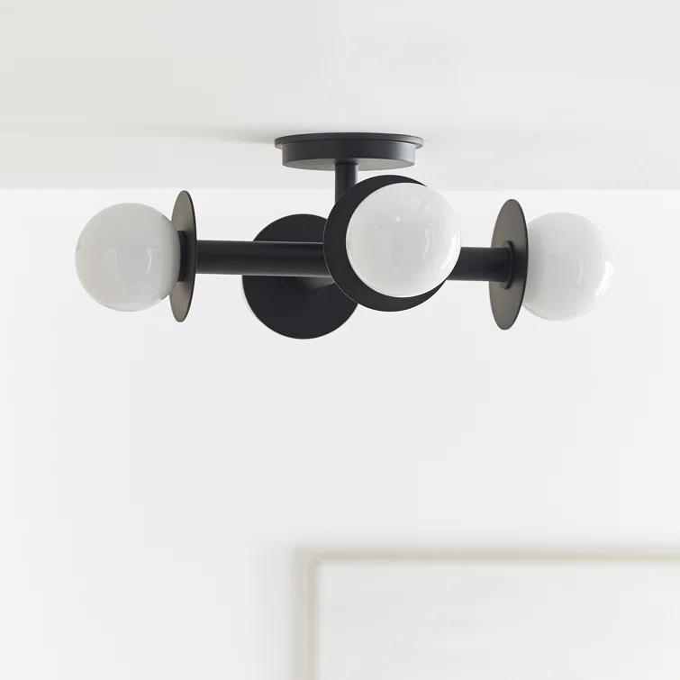 Nodes Semi-Flush Mount Light by Kelly Wearstler - Black / 18"Dia