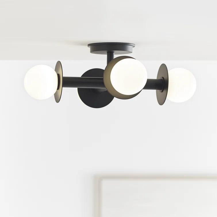 Nodes Semi-Flush Mount Light by Kelly Wearstler - Black / 18"Dia