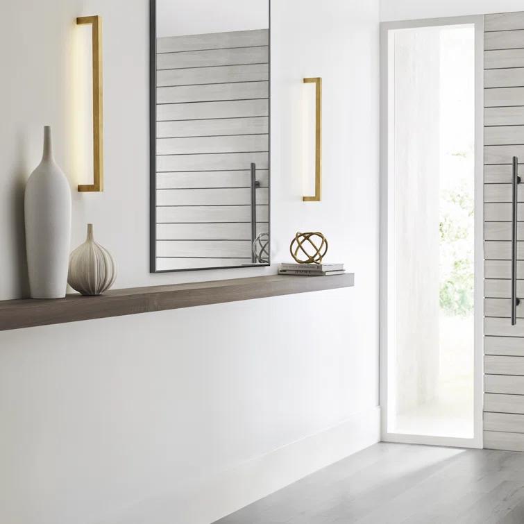 Stagger Natural Brass Slim LED Wall Sconce, Dimmable 25.1"