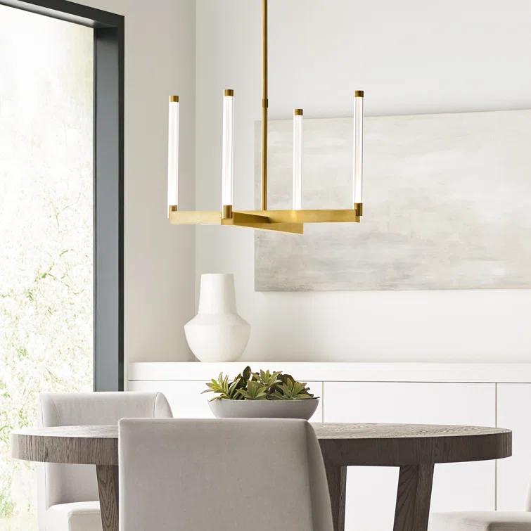 Phobos Sculptural LED Chandelier in Natural Brass, 36" Diameter