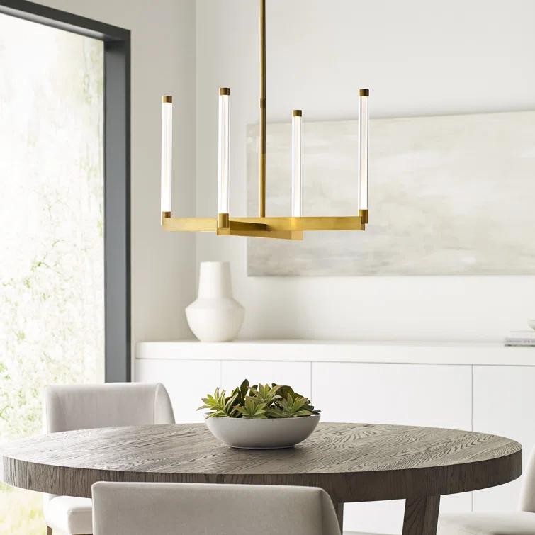 Phobos Sculptural LED Chandelier in Natural Brass, 36" Diameter