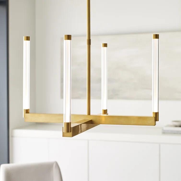 Phobos Sculptural LED Chandelier in Natural Brass, 36" Diameter