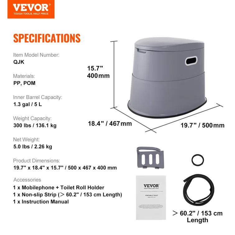 VEVOR 1.3 Gallons GPF Elongated Comfort Height Bidet Toilet (Seat Included)