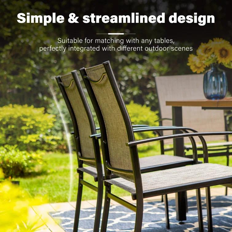 Argyri Powder-coated Steel Outdoor Dining Armchair