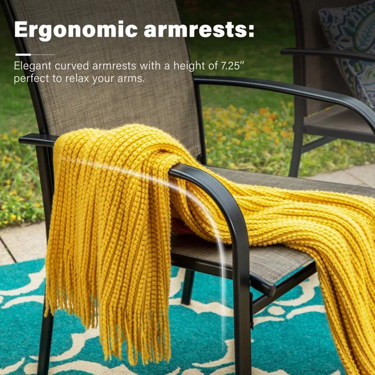Argyri Powder-coated Steel Outdoor Dining Armchair
