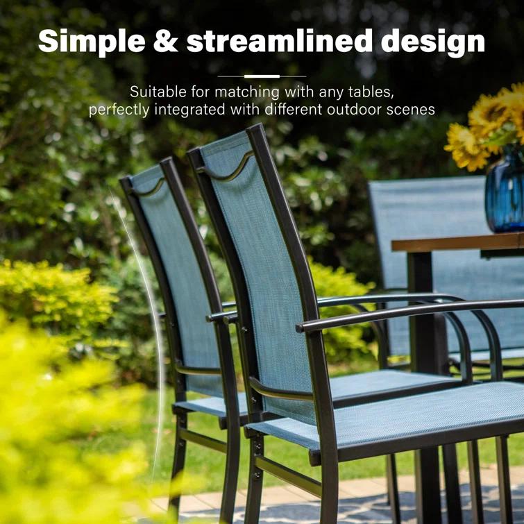 Argyri Powder-coated Steel Outdoor Dining Armchair