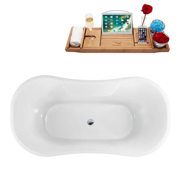 60'' x 32'' Freestanding Soaking Acrylic Bathtub