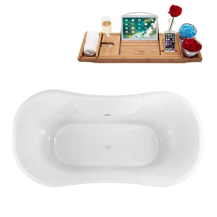 60'' x 32'' Freestanding Soaking Acrylic Bathtub