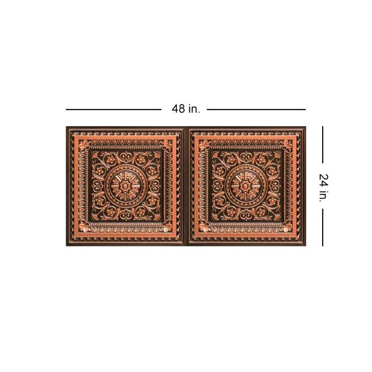 Marseille 24'' W Textured PVC Drop-In Ceiling Tile In Antique Gold