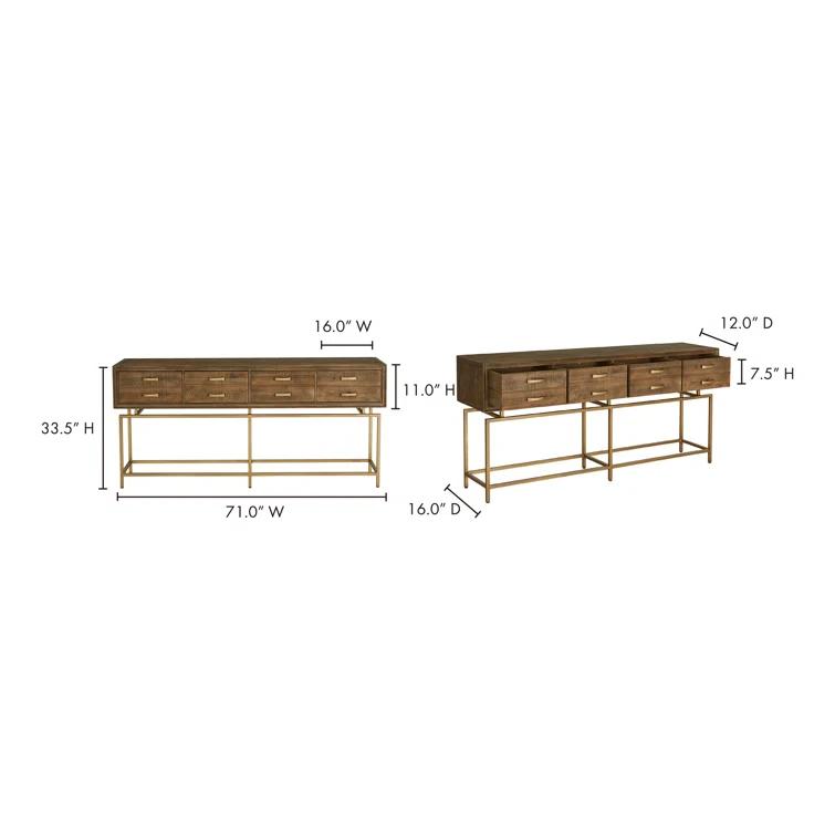 Aristocrat 71'' Brown and Gold Round Console Table with Storage
