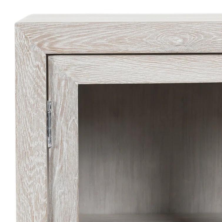 Beige Solid Wood 72'' Sideboard with Glass Doors