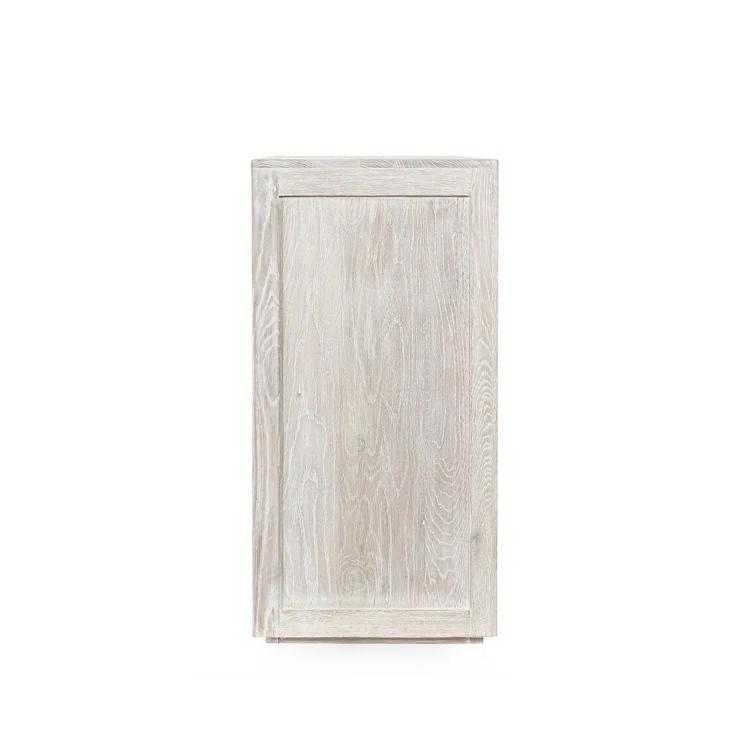 Beige Solid Wood 72'' Sideboard with Glass Doors