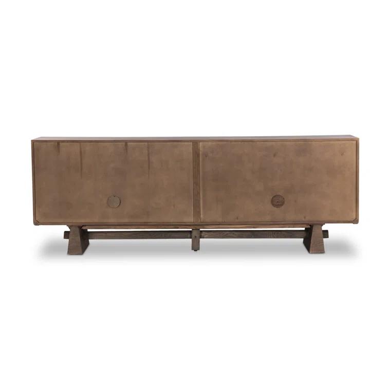 Malmo 94'' Aged Natural Oak Midcentury Sideboard