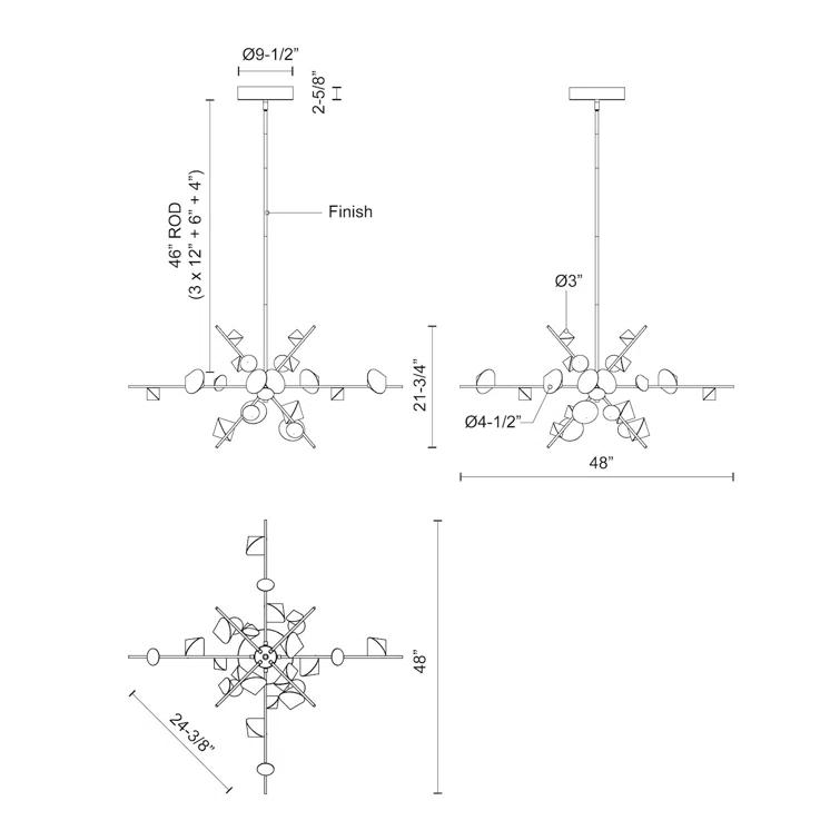 Geode Dimmable LED Sputnik Modern Linear Chandelier