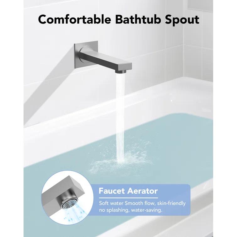 AquaSpa Shower Faucet Set with Tub Spout, 8-Inch Rain Shower Head with Valve