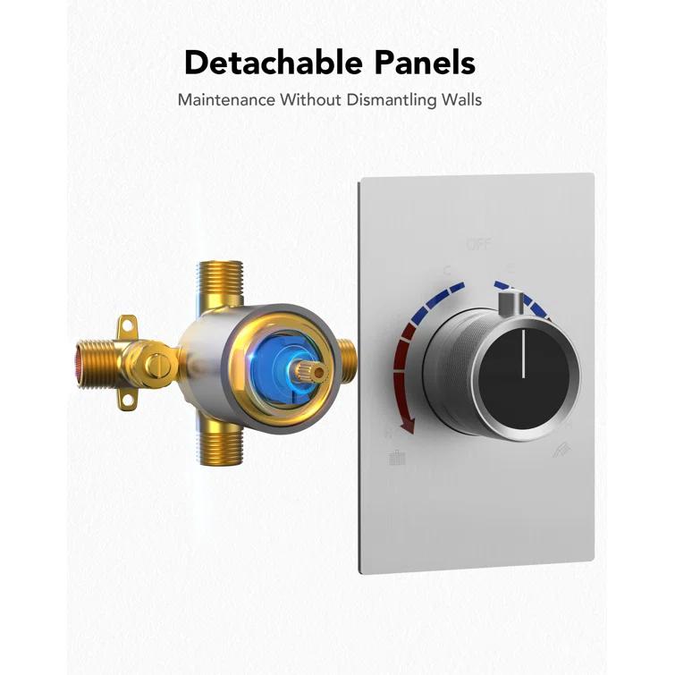 AquaSpa Shower Faucet Set with Tub Spout, 8-Inch Rain Shower Head with Valve