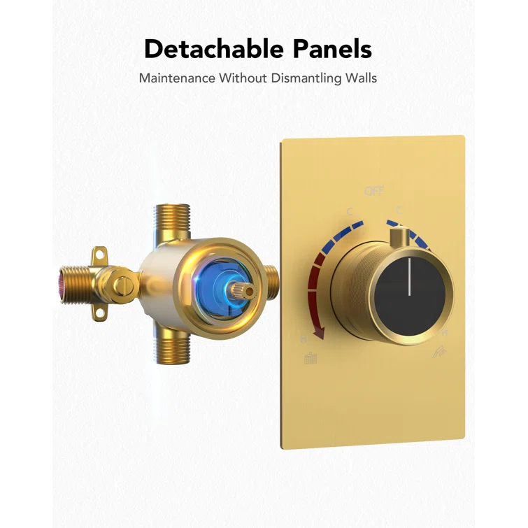 EVERSTEIN AquaSpa Shower Faucet Set with Tub Spout, 8-Inch Rain Shower Head with Valve SFS-1035-GD8