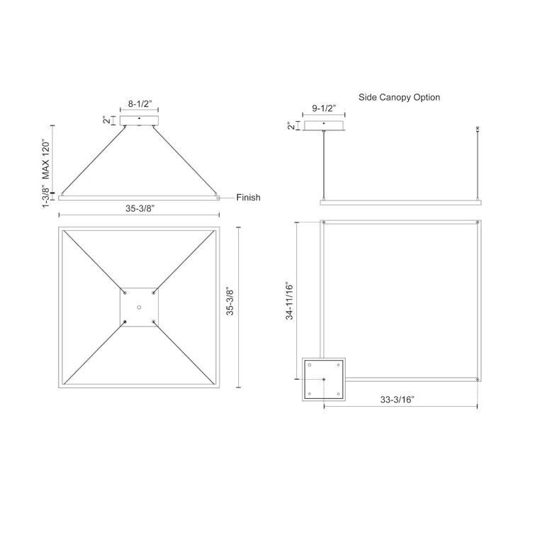 Piazza Dimmable LED Square / Rectangle Chandelier