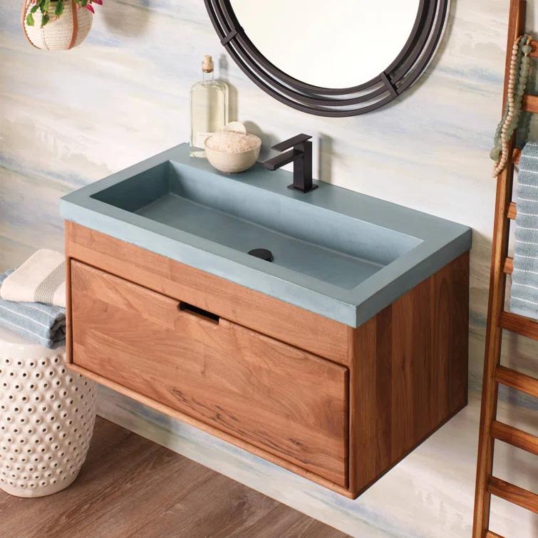 Native Stone Handcrafted Concrete 36" Trough Bathroom Sink