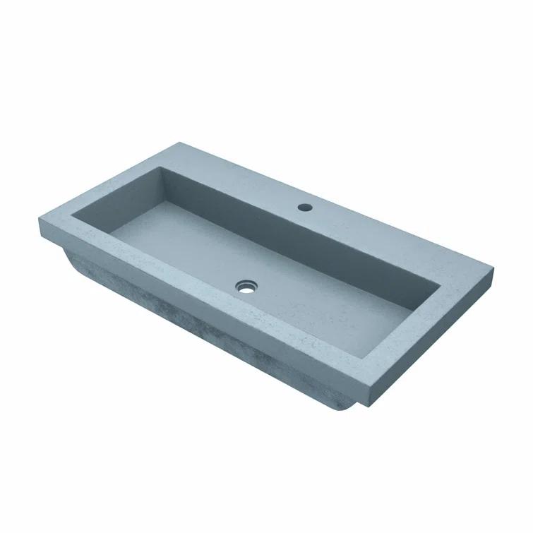 Native Stone Handcrafted Concrete 36" Trough Bathroom Sink